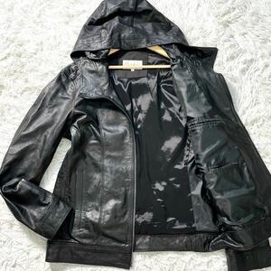 3004I ram leather / sheep leather Nicole men's leather jacket Parker hood private nicole.... large size 48 0 black group 