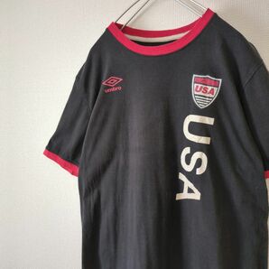 UMBRO アンブロ Tシャツ リンガー USA 黒 赤 古着