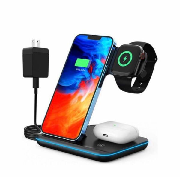 3in1 ワイヤレス スタンド 急速充電器 iPhone Applewatch Android 