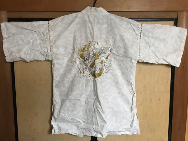 龍の刺繍入り甚平上下セット☆ 龍神 ダブルドラゴン アンティーク