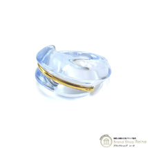バカラ （Baccarat） クリスタル コキアージュ リング 指輪 約10.5号 750 K18 YG クリアブルー 7.8g（中古）_画像1
