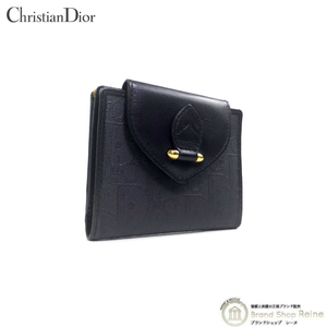 クリスチャンディオール （Christian Dior） トロッター ガマ口 二つ折り コンパクト財布 ブラック ヴィンテージ（美品）中古