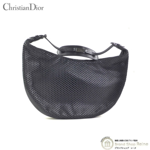 クリスチャンディオール （Christian Dior） パンチング メッシュ ハーフムーン セミショルダー ハンド バッグ Dior金具 ブラック（中古）