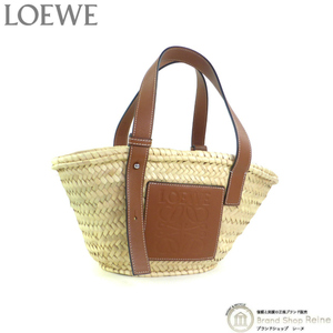 ロエベ （LOEWE） バスケットバッグ スモール ラフィア トート ショルダー かご バッグ ナチュラル×タン（中古）