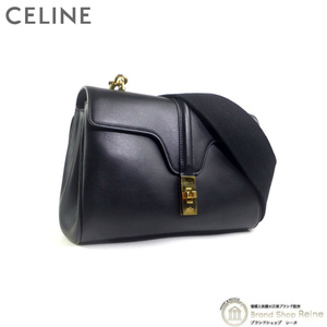 セリーヌ （CELINE） ティーン ソフト16 セーズ ショルダー バッグ 19685 ブラック×GO（新品同様）中古