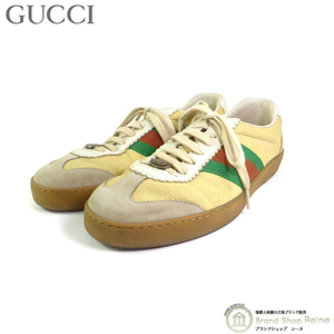 グッチ （GUCCI） シェリーライン スエード ジャーマントレーナー スニーカー シューズ 靴 521681 クリーム×ベージュ #7 メンズ（中古）