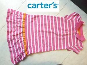 美品　カーターズ【Carter's】　ピンク×白　ボーダー柄　ワンピース　120～130