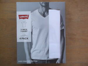 送料無料　新品　リーバイス　メンズ Vネック半袖Tシャツ　XL　4枚組　箱イタミ　Levi's Men's V-Neck T-Shirts 4 pack