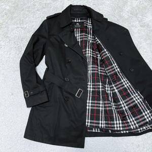 人気LサイズバーバリーブラックレーベルBURBERRY BLACK LABEL 取外しキルティングライナー付2wayトレンチコート ノバチェック ロング 黒