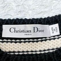 極美品 クリスチャンディオール Christian Dior ガリアーノ期 コットン カシミヤ CDロゴ ボーダー ニット ベスト トップス 34 XS相当 レア_画像9