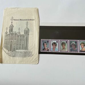 ダイアナ妃　記念切手　外国切手　5枚　イギリス　未使用　 コレクション　購入時のショップ袋付き