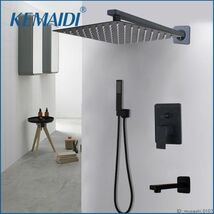 KEMAIDIバスルーム2wayLEDシャワー蛇口セット ブラック3機能 LEDシャワーヘッドミキサータップW 降雨ハンドシャワー uz-690_画像1