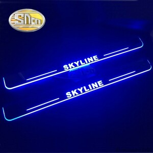 日産 スカイライン R32 R33 R34 R35 LEDスカッフプレート フロント Led moving door scuff plate ２pcs uz-1861