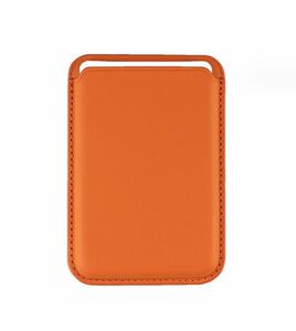 iPhone 12/13/14/15 シリーズ MagSafe対応 磁気内蔵カード収納 カードケース オレンジ