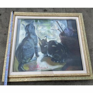 Art hand Auction Cat picture framed, Artwork, Painting, others