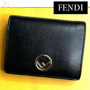 付属品完備 / FENDI フェンディ エフイズバイフォールドウォレット 二つ折り財布 ソフトグレインカーフレザー ブラック 8M0387