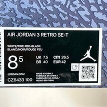 26.5cm AIR JORDAN 3 RETRO SE-T CZ6433-100 エア ジョーダン 3 レトロ SE-T トウキョウ メンズ スニーカー DA H107431_画像10