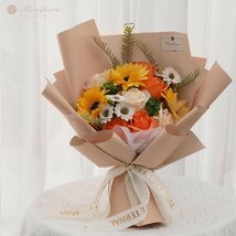 Fiorifiore ソープフラワー 敬老の日 父の日 母の日 ひまわり ひな菊 バラ 誕生日プレゼント女性 人気 花束 退職 造花 送別 インテリ_画像8