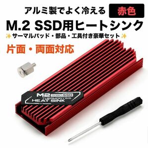 【新品】M.2 SSD用(2280mm) 片面・両面対応 ヒートシンク　赤
