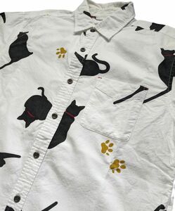 GLOVE HOUSE グローブハウス 黒猫 半袖シャツ メンズシャツ Mサイズ ネコ にゃんこ