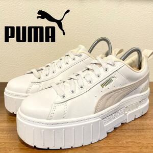 PUMA LEATHER MAYZE WNS プーマ レザー メイズ ホワイト レディース 381983-13 ローカットスニーカー カジュアル 23cm 