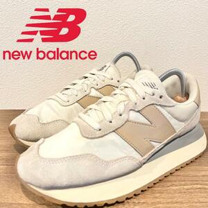 NEW BALANCE ニューバランス MS237CJ ホワイト ベージュ レディース ローカットスニーカー 23.5cm 