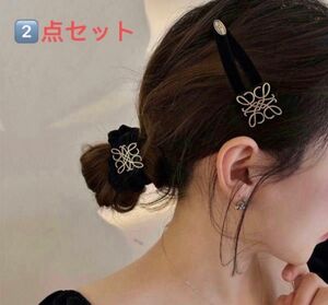 髪飾り韓国ヘアアクセサリー ヘアバレッタ ヘアクリップ ヘアピン 人気 可愛い ファション ヘアゴム シュシュ 2本セット 