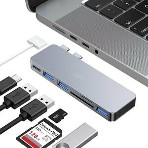Macbook ハブ M1 M2 Macbook Air ハブ Macbook Pro ハブ USB TypeC 6-IN-2 USB-C ハブ PD充電ポート USB3.0ポート SD/Microカードリーダー