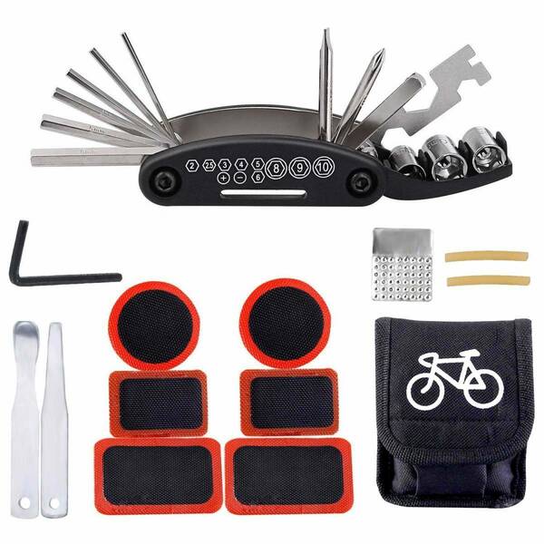 自転車修理工具セット バイク パンク 修理ツール キット 多機能 携帯 