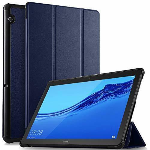 【CO6Z】Huawei MediaPad T5 10 タブレット ケース 新型 NEWモデル スタンド機能付き 保護ケース 三つ折 薄型 超軽量 全面保護型 ブルー