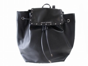 1円　美品　アルマーニエクスチェンジ　ARMANI EXCHANGE　★　スタッズ付き　リュックサック　デイパック　★　雨の日　ブラック　9330