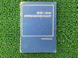 本田二輪車標準整備時間料金表 取扱説明書 ホンダ 正規 中古 バイク 整備書 HONDA 整備のお供に 車検 整備情報