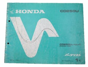 CD250U パーツリスト 1版 ホンダ 正規 中古 バイク 整備書 MA02-100整備に役立ちます 車検 パーツカタログ 整備書