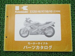 ZZ-R250 パーツリスト カワサキ 正規 中古 バイク 整備書 ’95～98 EX250-H6 EX250-H7 EX250-H8 EX250-H9 ys 車検 パーツカタログ 整備書