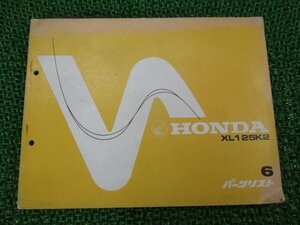 XL125K2 パーツリスト 6版 ホンダ 正規 中古 バイク 整備書 L125-100 hv 車検 パーツカタログ 整備書