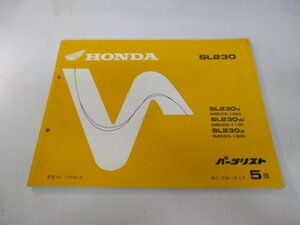 SL230 パーツリスト 5版 ホンダ 正規 中古 バイク 整備書 MD33-100～120 Rs 車検 パーツカタログ 整備書