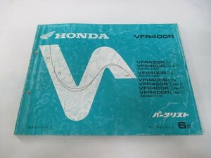 VFR400R パーツリスト 6版 ホンダ 正規 中古 バイク 整備書 NC30-100 105 110 MR8 fg 車検 パーツカタログ 整備書