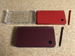 Nintedo ニンテンドー 【DSi LL 】本体(ワインレッド) &【DS i 】本体(レッド)+クリアケース付きセットです。初期動作確認済/ジャンク扱い