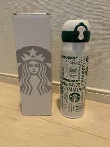  Starbucks STARBUCKS stainless steel bottle flask white × green SAVOR new goods unused 473ml