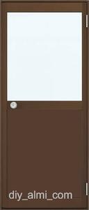 ■【DIY】ykkap製 アルミ勝手口 框ドア 半外 W850×1840H（85018）片開き