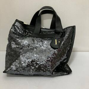 【TF0504】フルラ FURLA スパンコール？ ハンドバッグ レディース 女性用 ファッション ブランドバッグ レザー？黒 ブラック