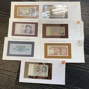 【TH0503】 海外 古紙幣 まとめ 7枚 オーストリア イタリア イスラエル デンマーク フィンランド など シミ 汚れあり 