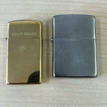 【TN0515】ZIPPO ジッポ 喫煙具 喫煙グッズ シルバーカラー ゴールドカラー ライター 2点 ジャンク SOLID BRASS USA_画像1