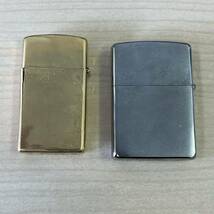 【TN0515】ZIPPO ジッポ 喫煙具 喫煙グッズ シルバーカラー ゴールドカラー ライター 2点 ジャンク SOLID BRASS USA_画像2