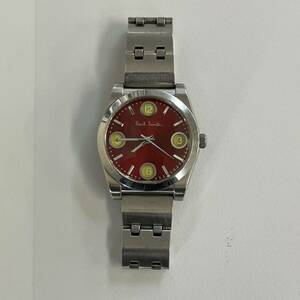 【TH0514】ポールスミス Poul Smith 腕時計 6038-T006396 不動品 赤文字盤 シルバーカラー