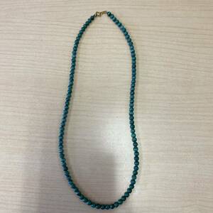 [T0530] K18 stamp equipped maca light? necklace approximately 17.2g green green 