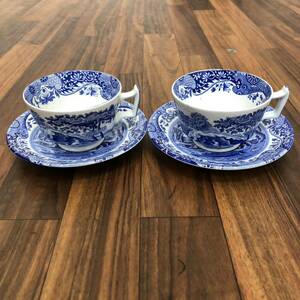 [C0530]Spode Spode cup saucer 2 customer cup saucer pair tea cup Western-style tableware blue white tableware glass collection glass 