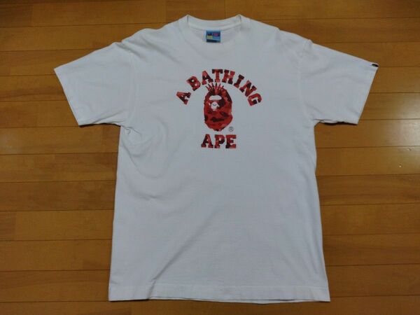 A BATHING APE Tシャツ Ｌサイズ サルカモ 白赤