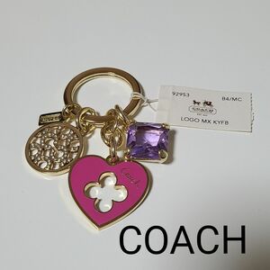 COACH コーチ キーリング キーホルダー ハート ゴールド バッグチャーム ピンク