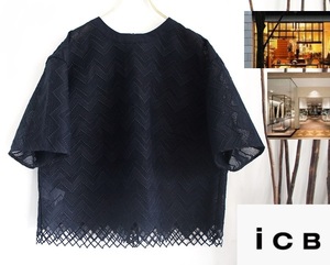  beautiful goods /ICB/ I si- Be / total race design / navy pull over tops /26,000 jpy ( tax not included )